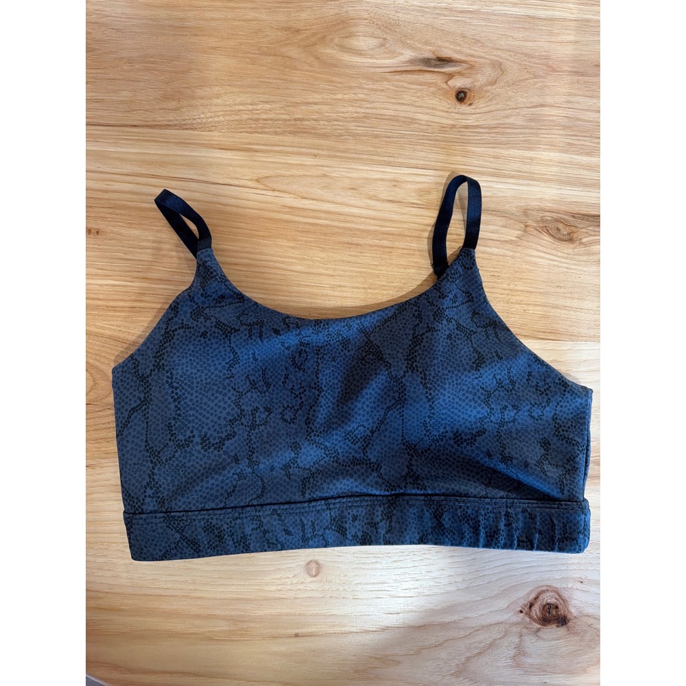 Allfenix Blue Snakeskin Print Adjustable Strap Sports Bra pads Performance Yoga